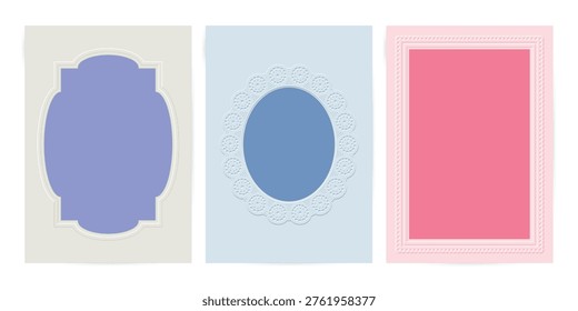 Elegant Embossed Frames. Card Invitation or Photo Frame Vector template.