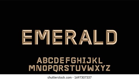 elegant emerald 3d perspective font alphabet, vector set