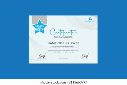 Elegant Employee of The Month Vector Certificate Design great to award or praise employees hard work or could be use for many other similar purposes