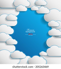 Elegant empty clouds on blue background for creative needs