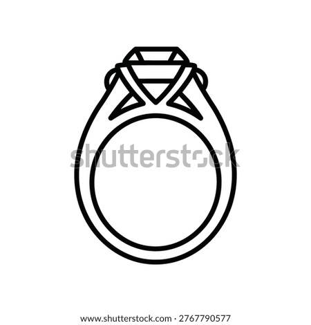 Elegant engagement ring with a brilliant cut diamond, featuring a detailed band and prongs, symbolizing love and commitment, isolated on white background.