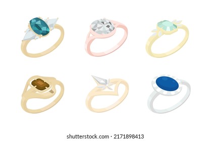 Vector de colección de anillo de compromiso elegante y anillos de boda