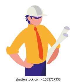 elegant engineer with planes paper