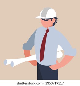 elegant engineer with planes paper