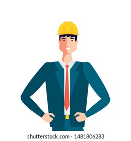 elegant engineer worker with helmet