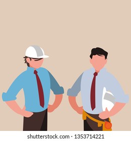 elegant engineers with helmet
