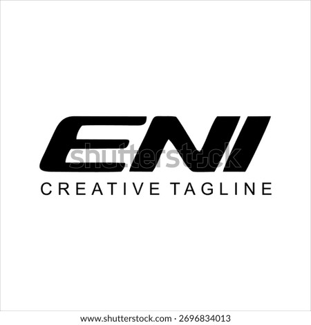 Elegant ENI text vector, black and white concept, logo design for a company or content creator.