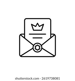 Elegant Envelope with Crown Symbol, Minimalist Royal Correspondence Icon