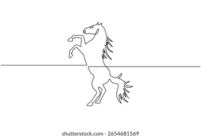 Elegante equino desenho de linha contínua , O estilo de linha contínua cria uma sensação de movimento e graça. Simples mas expressivo.