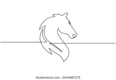Elegante equino desenho de linha contínua , O estilo de linha contínua cria uma sensação de movimento e graça. Simples mas expressivo.