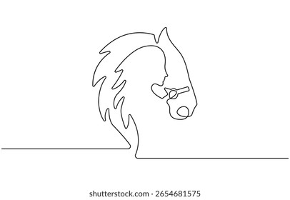 Elegante equino desenho de linha contínua , O estilo de linha contínua cria uma sensação de movimento e graça. Simples mas expressivo.