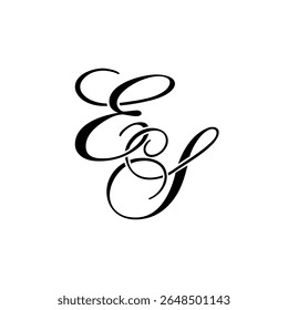 Elegant ES Monogram Logo in Black Script – Luxury Calligraphy Initial Design on White Background	
