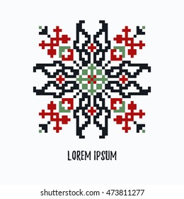 Elegant ethnic colorful square constructed design element