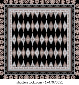 Elegant ethnic scarf pattern design on black background. Hijab motif