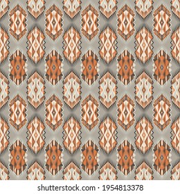 Elegant ethnic seamless pattern in orange gray for decoration. Print for paper wallpaper, tiles, textiles, neckerchief