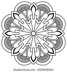 elegant and ethnic style mandala design for coloring book, mandala art for henna and tattoo design
