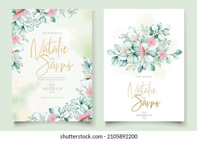 elegant eucalyptus invitation card set