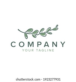 Elegant Eucalyptus logo, vector minimalist icon illustration.