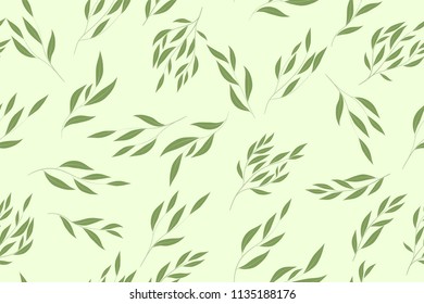 Elegant Eucalyptus Seamless Pattern in Pastel Color Design. Watercolor Style. Vector Leaves, Palm Fern Branches and Herbal Bouquet. Greenery of Rustic Wedding. Eucalyptus Pattern for Decoration, Print