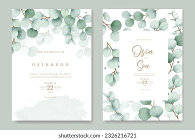  Elegant eucalyptus wedding invitation card set 