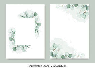 Elegant eucalyptus wedding invitation card set  