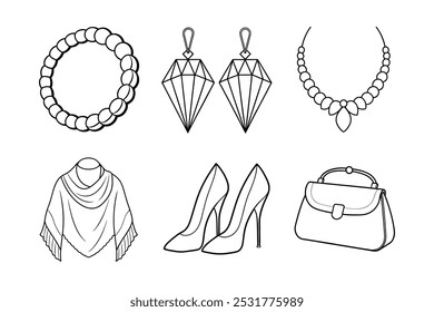  Elegant Evening Accessories Vector Line Art Bundle for Sophisticated Looks