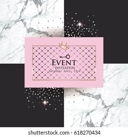 Elegant Event invitation card with marble. Vector illustration