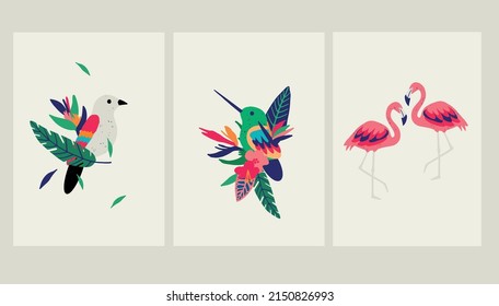 Elegant Exotic Birds Posters Birds Jungle Stock Vector (royalty Free 