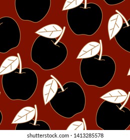 Elegant, exquisite seamless pattern, ornament of black apples.
