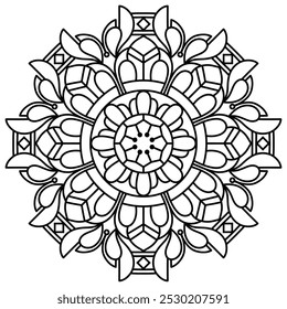 design elegante e atraente mão desenhada mandala para adultos e crianças livro de coloração, arte mandala para hena, arte de parede e design de tatuagem
