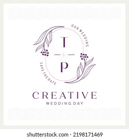 Elegant and eye-catching T and P monogram wedding logo