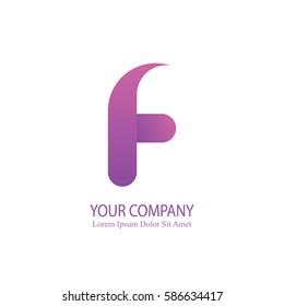 elegant f initial letter flat 3d typography design logotype for brand and company identity. gradient purple color