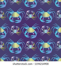 Elegant fairy crab multicolor background seamless.