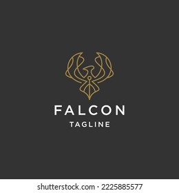 Elegant falcon birds with line art style logo design template flat vector