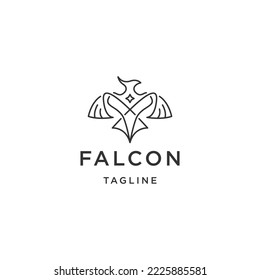 Elegant falcon birds with line art style logo design template flat vector