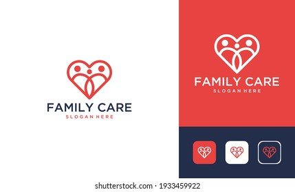elegant family care with love logo design