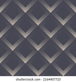 Elegant Fancy Geometric Seamless Pattern Vector Vintage Abstract Background. Linear Rhombus Scale Grid Structure Grainy Texture Repetitive Gray Wallpaper. Half Tone Art Old Fashioned Illustration