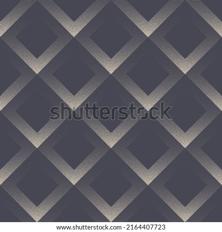 Elegant Fancy Geometric Seamless Pattern Vector Vintage Abstract Background. Linear Rhombus Scale Grid Structure Grainy Texture Repetitive Gray Wallpaper. Half Tone Art Old Fashioned Illustration