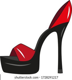 Ellegant faszinierend rot hoch geheilte Frauen Sommerschuhe isolierte Ikone. Vector-Abbildung.