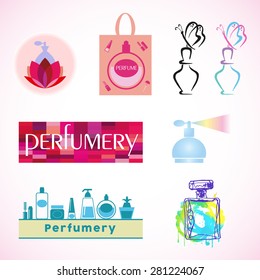 Elegant fashion logo design. Perfumes and cosmetics. Vector collection 
