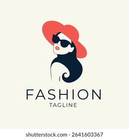 Elegant Fashion Logo with a Woman Wearing a Hat and Sunglasses