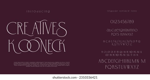 Elegant  Fashion and  Minimal  modern sans serif alphabet font uppercase and number fonts victorian typeface
