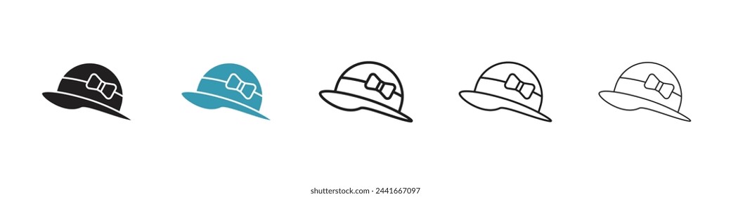 Elegant and Fashionable Hat Icons. Stylish Lady's Headwear Designs.