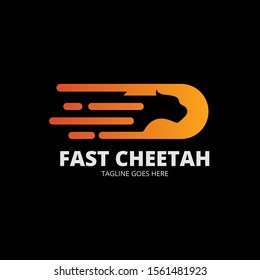 Elegant Fast Cheetah logo template vektor. Creative symbol. Emblem. Animal logo with speed