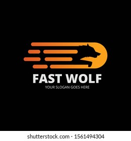 Elegant Fast Wolf logo template vektor. Creative symbol. Emblem. Animal logo with speed