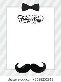 Elegant Father's Day greeting card featuring dad's mustache and black bow, perfect for a classic and stylish holiday message or decoration