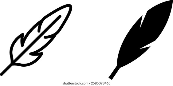 Elegant Feather Icon Vector Symbol Set