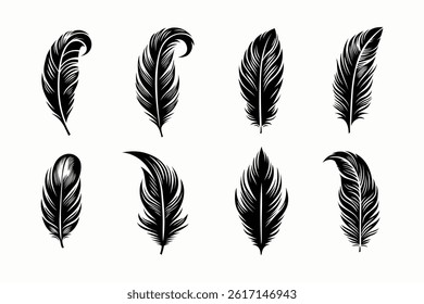 Elegant Feather Logo with Vintage Silhouette for Creative Design Projects