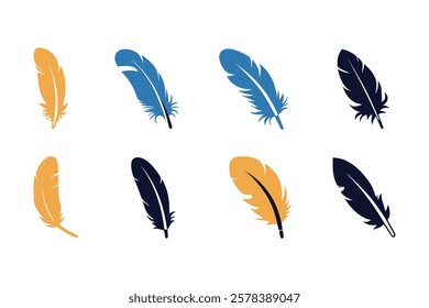 Elegant Feather Pen Icons | Vintage Quill Writing Vector Set