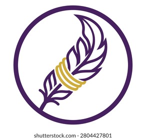 Elegant feather quill weightless writer logo